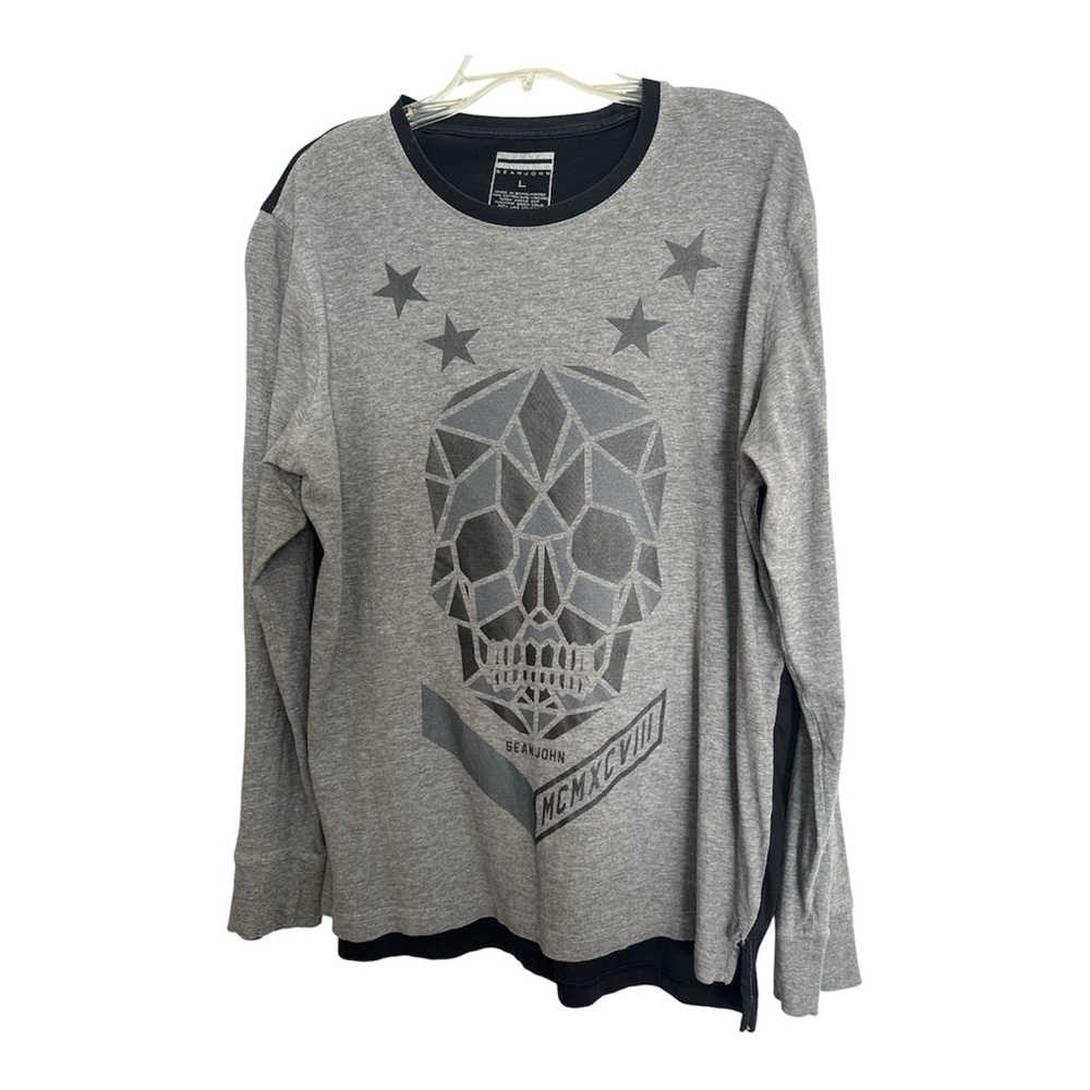 Sean John Gray Skull Graphic Men’s Long Sleeve Shirt